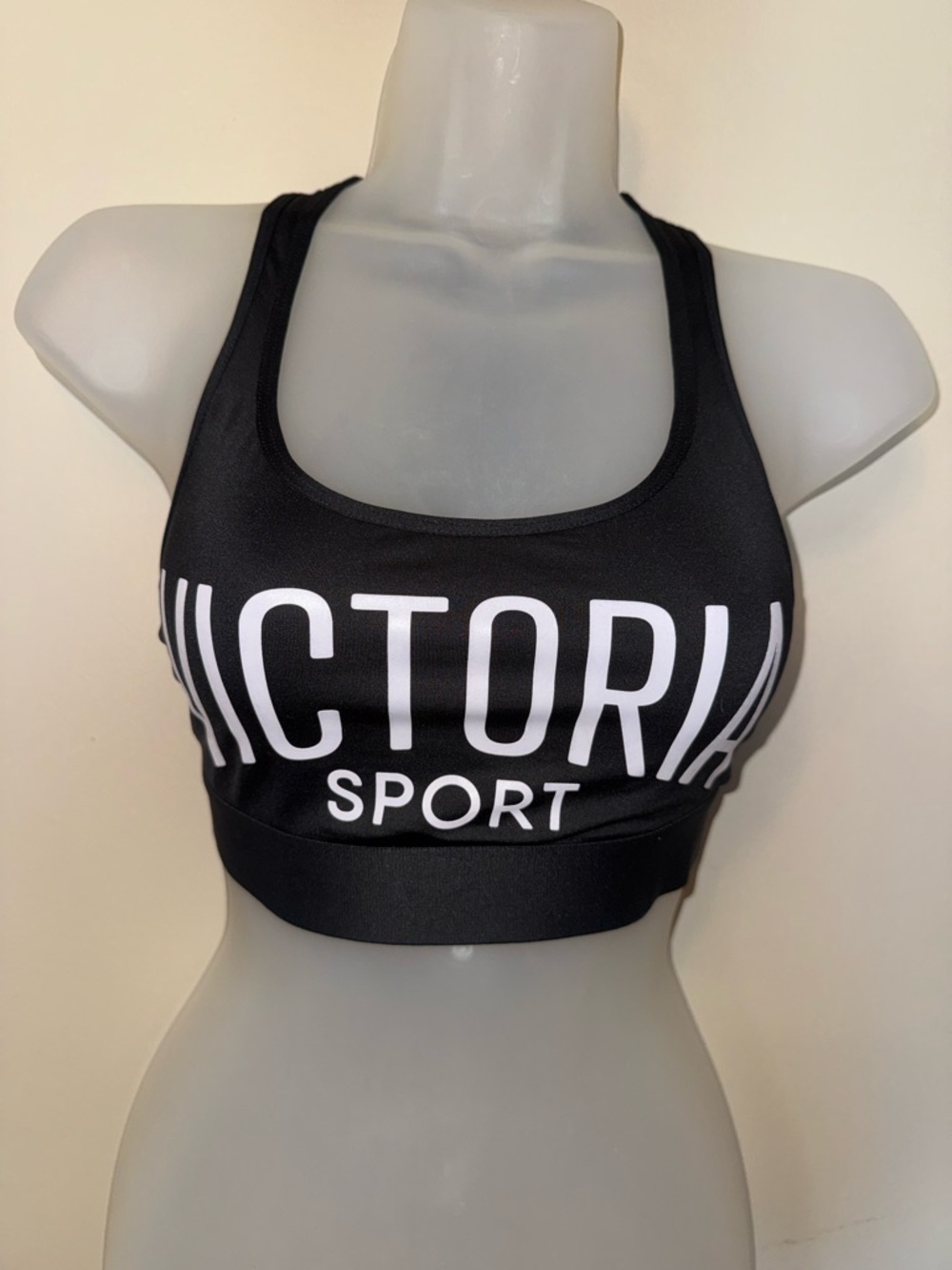 Victoria Sport Black Logo Racerback Medium-Support Sports Bra